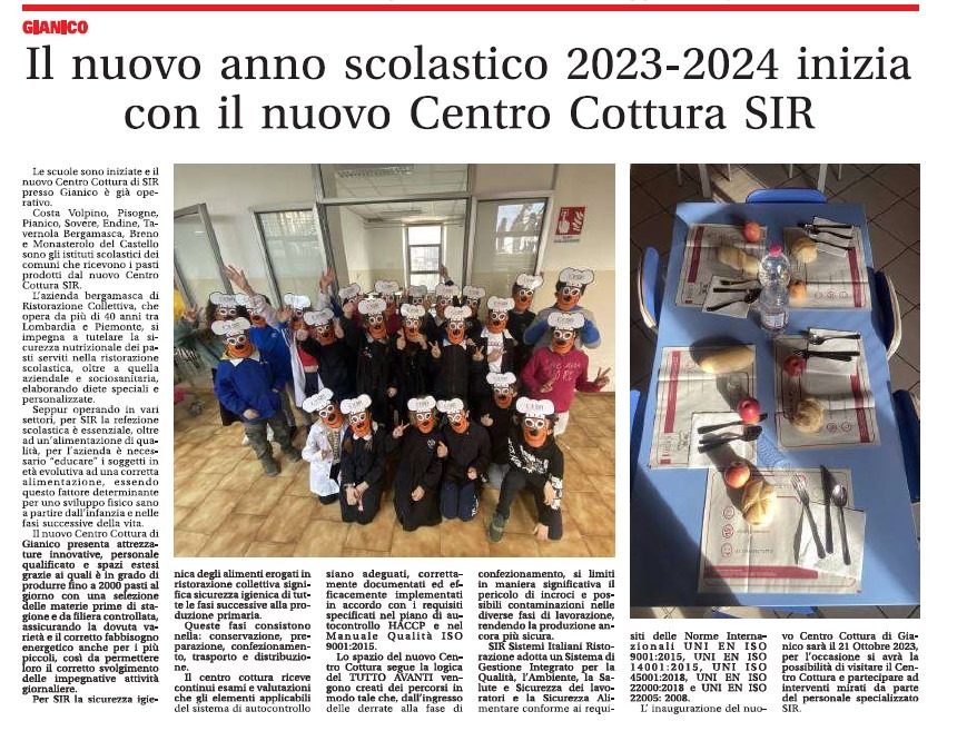 articolo sulle mense scolastiche di SIR