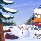 cane disegnato con pupazzo di neve